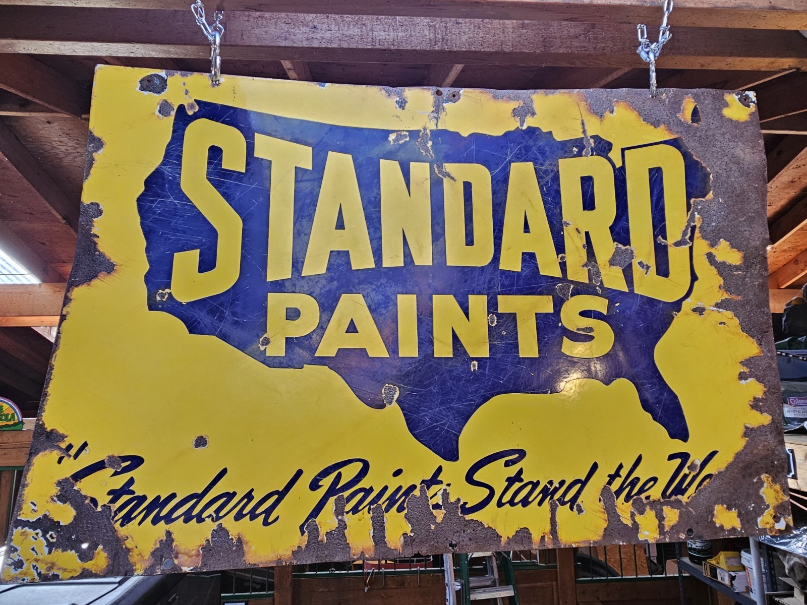 1920s Standard Paints Porcelain Sign – Double Sided 24×36 – Vintage Advertising