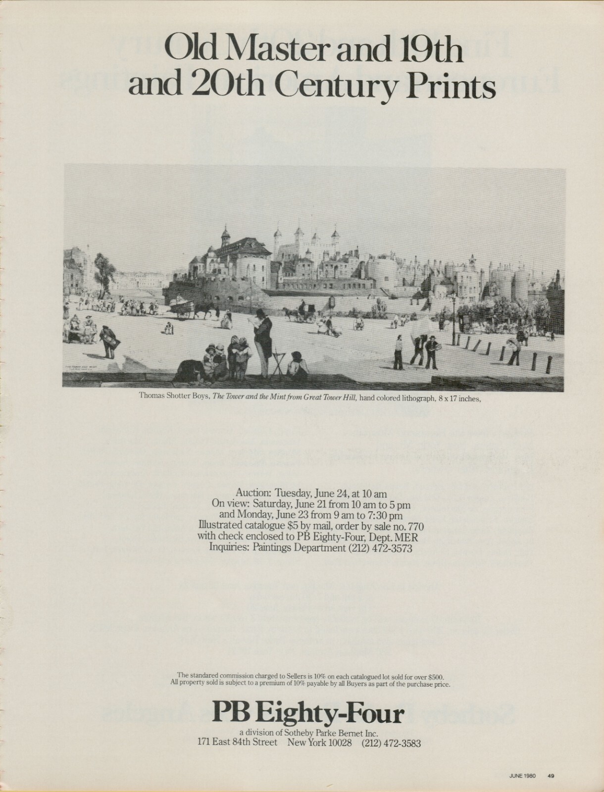 1980 Old Master 19th Century Prints Thomas Shorter Art Gallery Original Print Ad