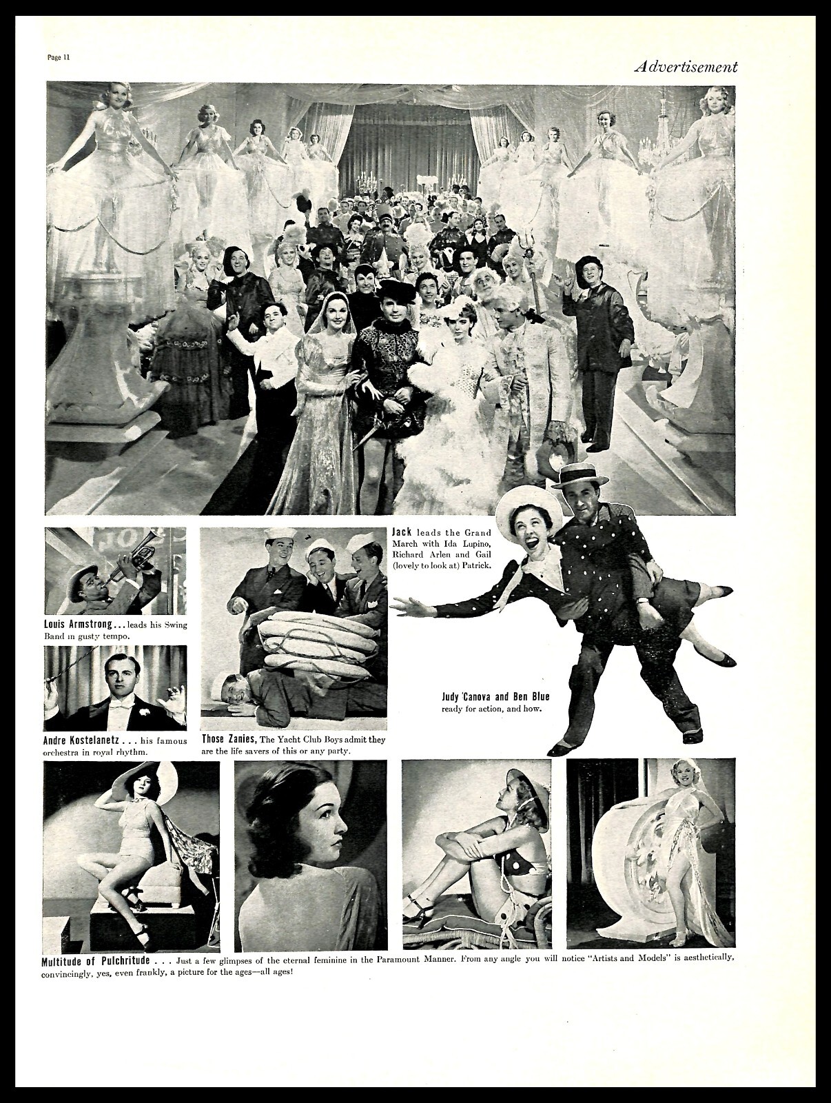 1937 Artists and Models Film Vintage PRINT AD Classic Hollywood Musical Stars