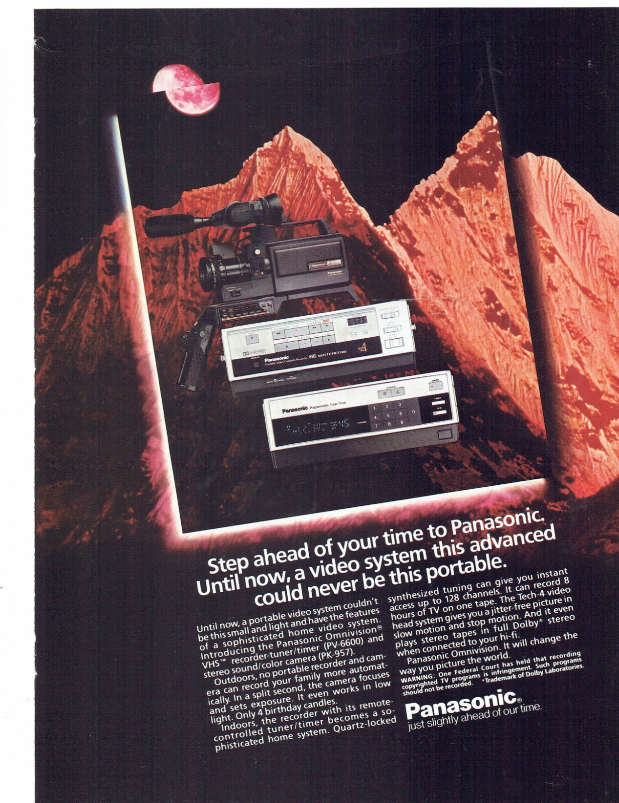 1983 Panasonic Panasonic PV-6600 PK-957 Tuner Print Ad VHS Camcorder 8.5″ x 11″