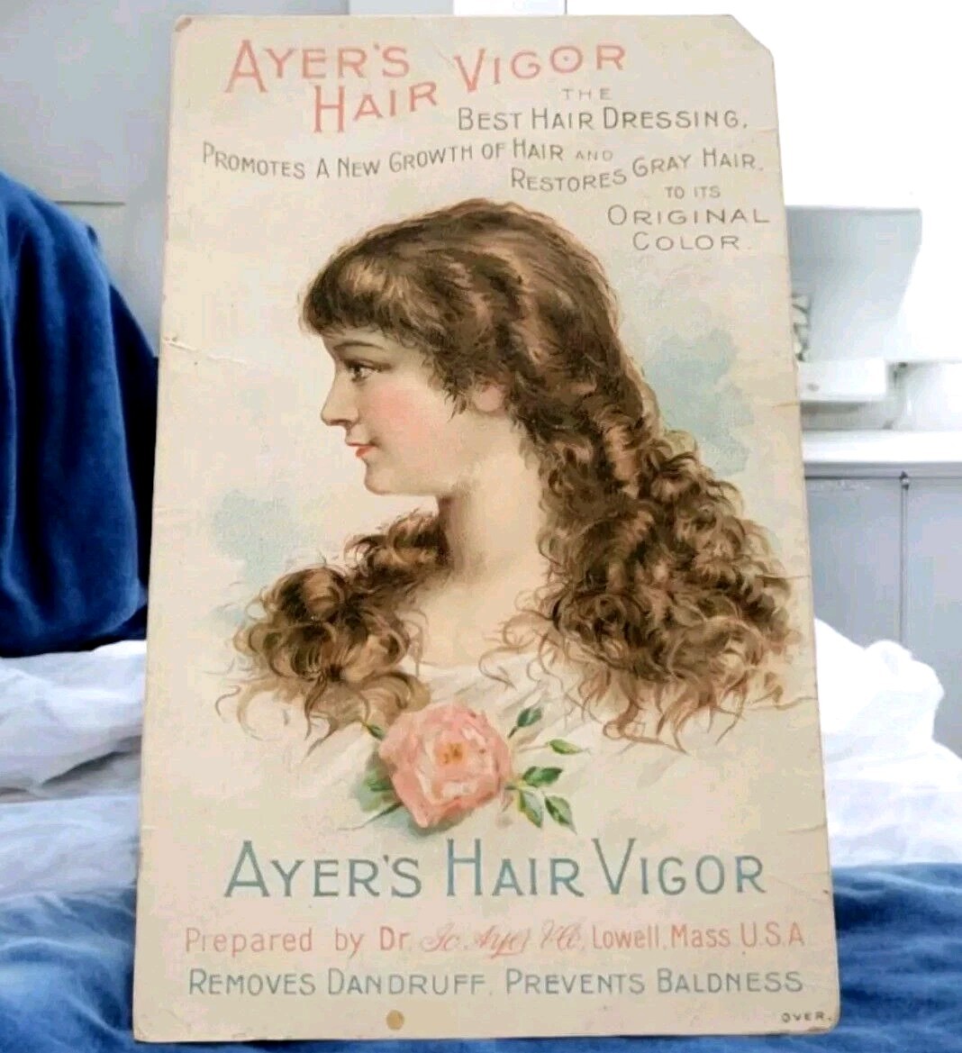 1800s Ayers Hair Vigor Lowell Massachusetts Dr JC Ayer Co Advertising Trade Card