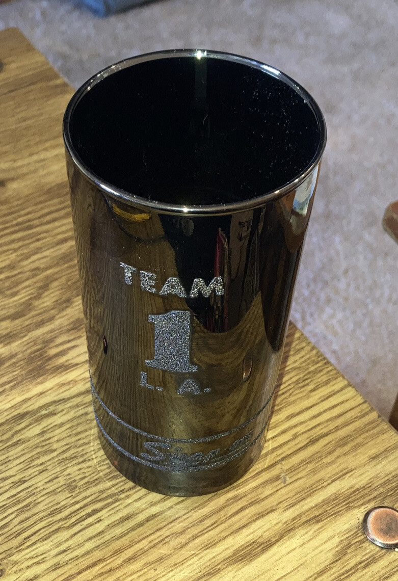 Snap On Tools Mirrored “Chrome Socket” Tumbler Glass 7/16, Team 1 L.A. 5-7/8″T