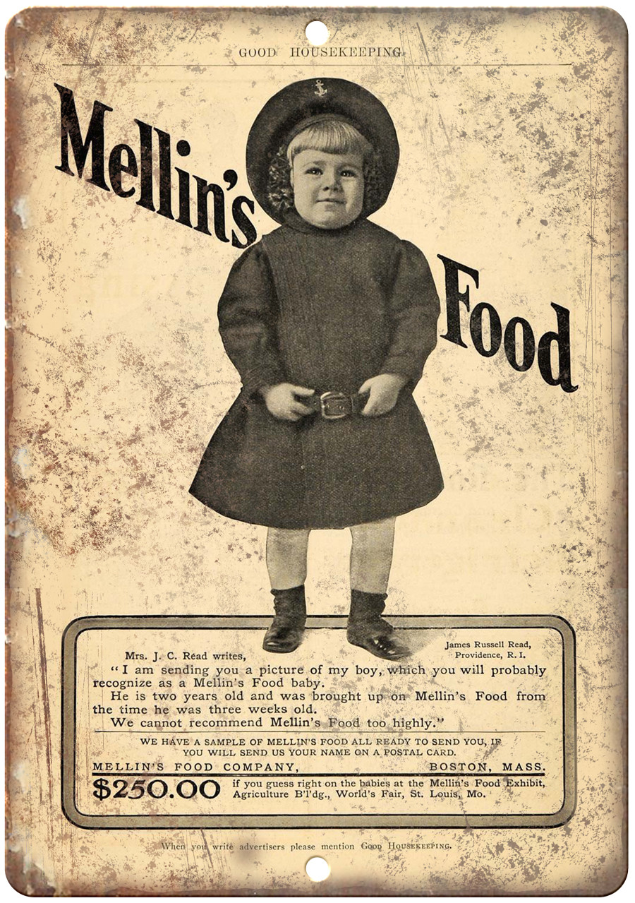 Mellin’s Food Boston Vintage Ad 12″ x 9″ Reproduction Metal Sign N255
