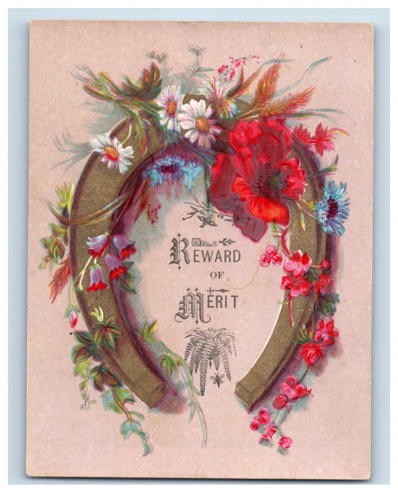 1880s Victorian Reward Of Merit Cards Colorful Parrot Horseshoe Lot Of 4 F132