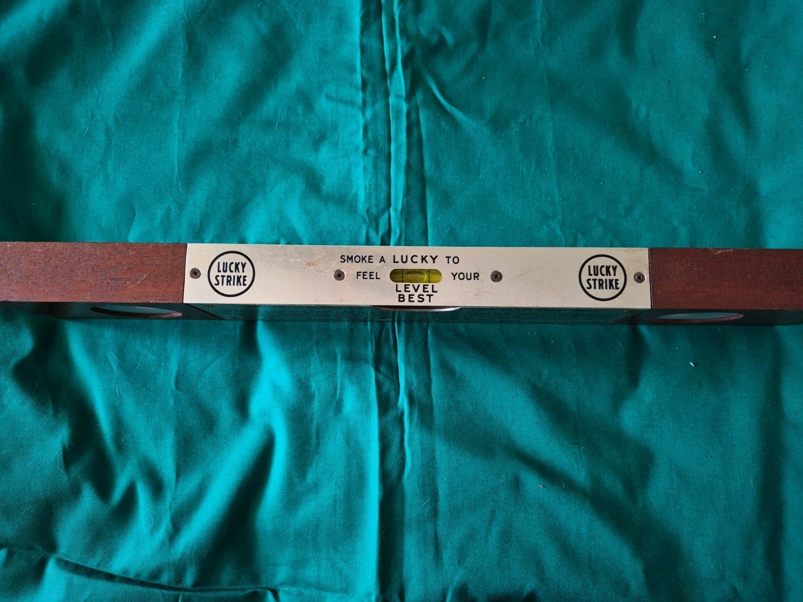 Vintage Wood Level Tool Promotional Advertising Lucky Strike