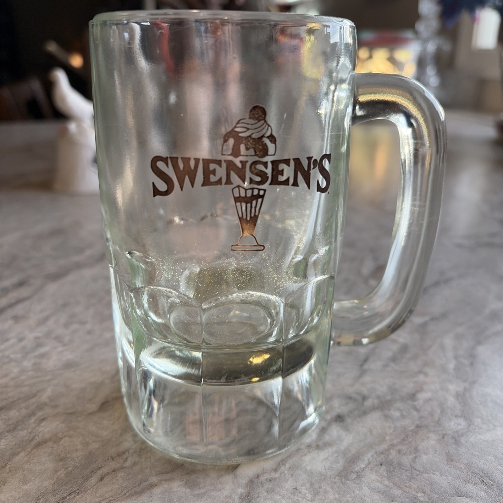 Vintage Swensens Ice Cream Parlor Thick Heavy Glass Root Beer Float Mug RARE HtF