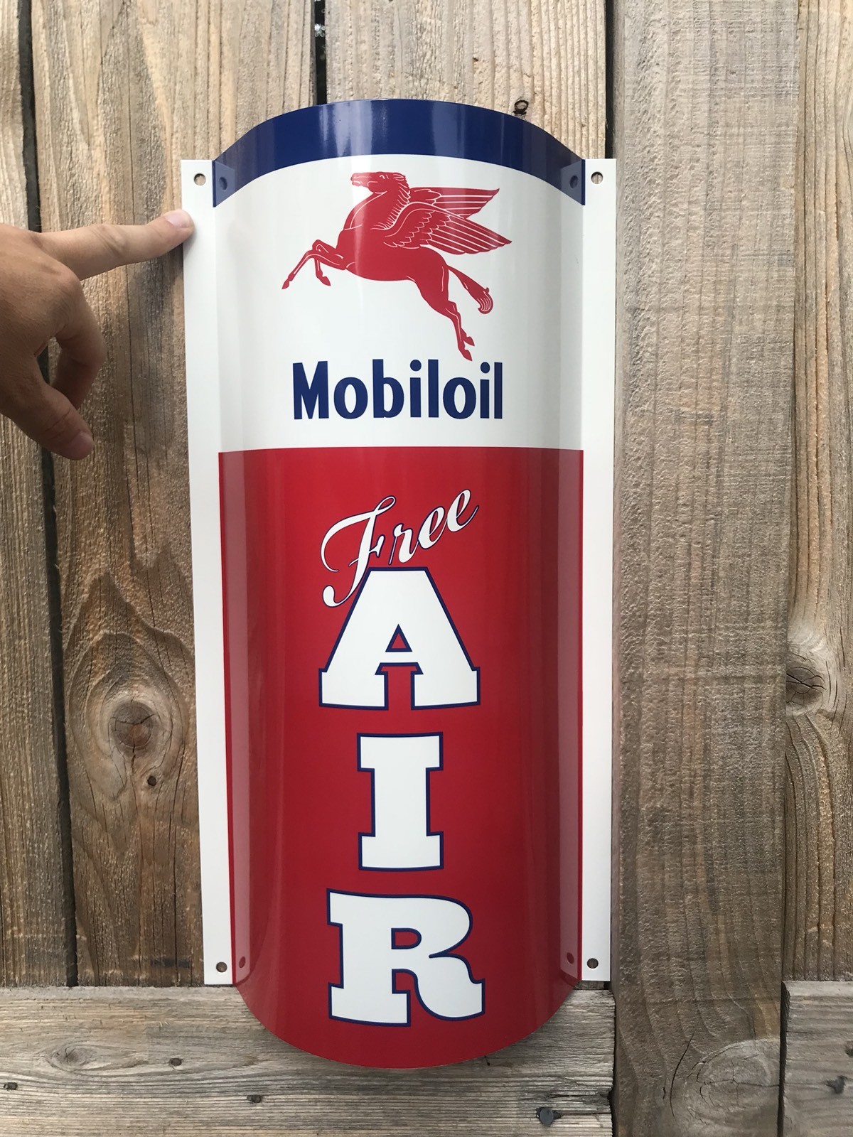 Mobiloil Mobilgas Mobil Free Air Curved Metal Gasoline Gas sign Pump Oil WOW!!!