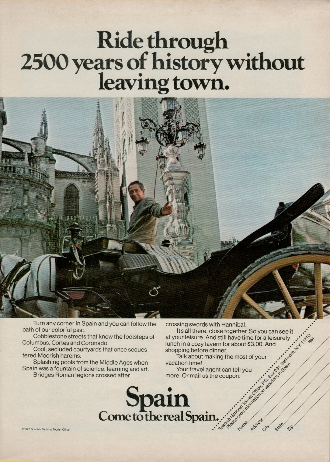 1977 Spain National Tourism Cobblestone Street Horse Carriage Vintage Print Ad