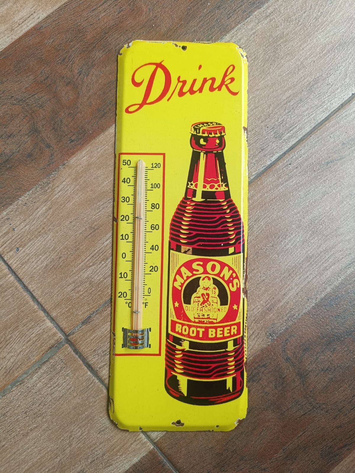 Vintage model Thermometer Plate merchandise advertising Store MASON’S ROOT BEER