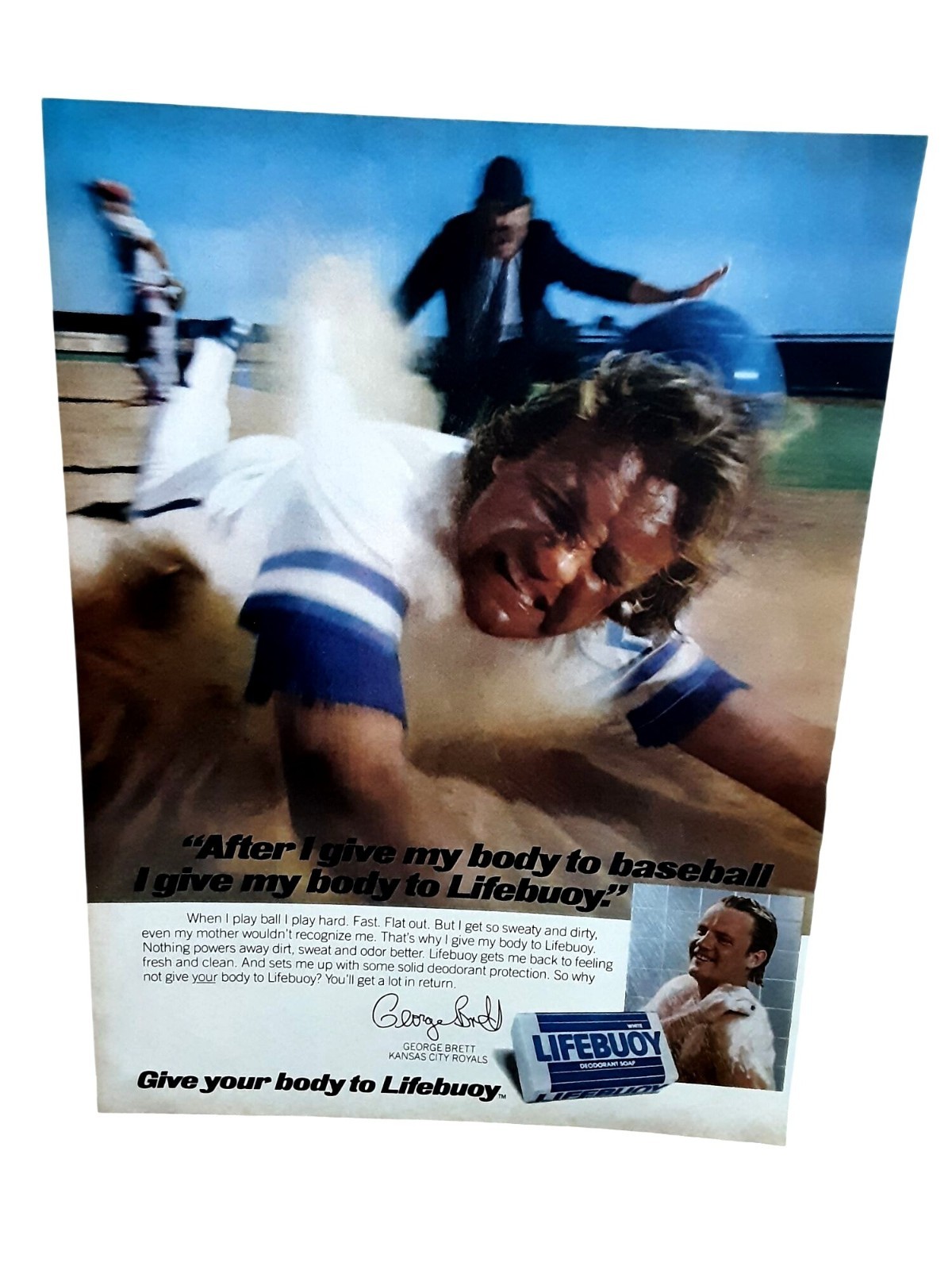 1981 George Brett Kansas City Royals Lifebuoy Ad Baseball Legend Vintage Print