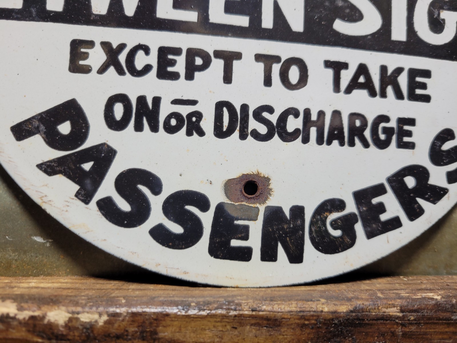 VINTAGE TRAFFIC PORCELAIN SIGN OLD NO STOPPING PARKING NYC TAXI CAB TRANSIT 12″
