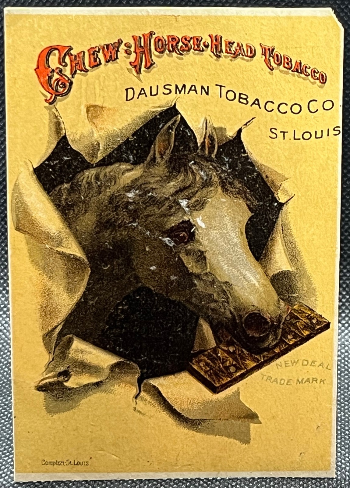 CHEW HORSE HEAD TOBACCO DUSMAN TOBACCO CO. ST. LOUIS, MO TRADE CARD