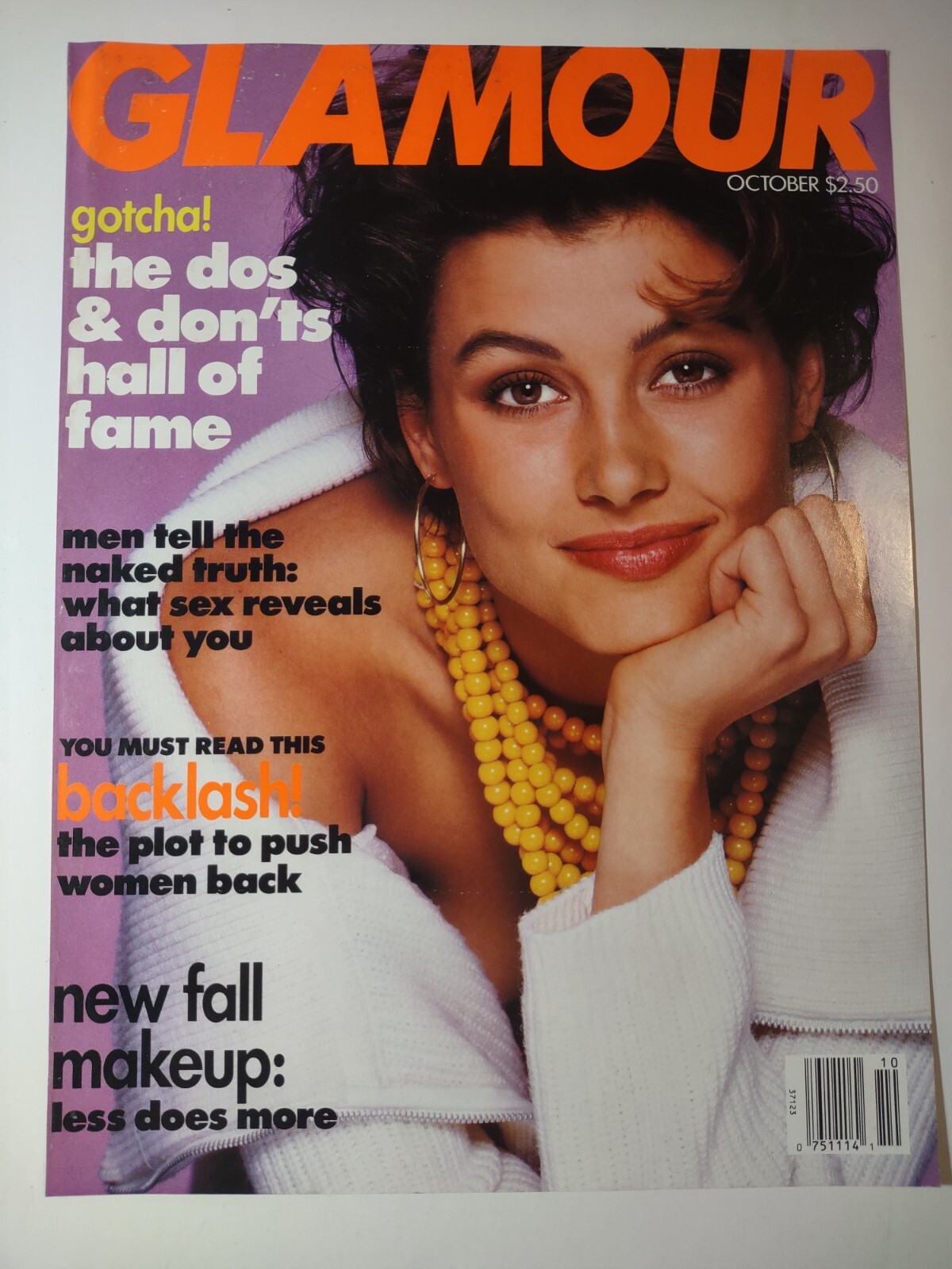 Vintage 1990s Print Ad Glamour Magazine COVER ONLY October Backlash