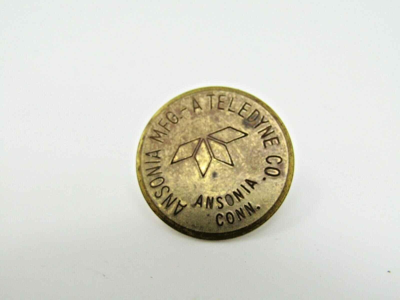 Vintage Teledyne Ansonia Mfg Co Brass Token Advertising Golf Ball Marker