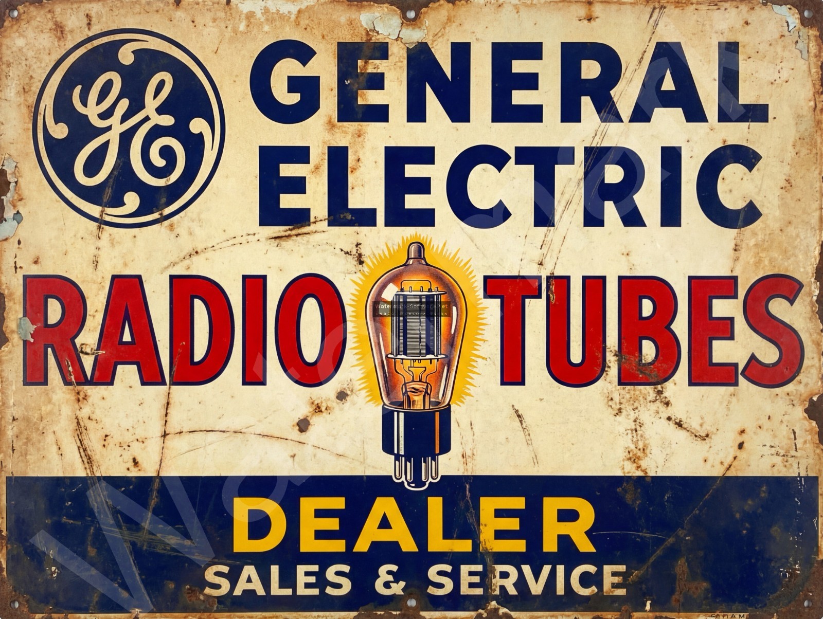 General Electric Radio Tubes Dealer Metal Sign 3 Sizes to Choose From
