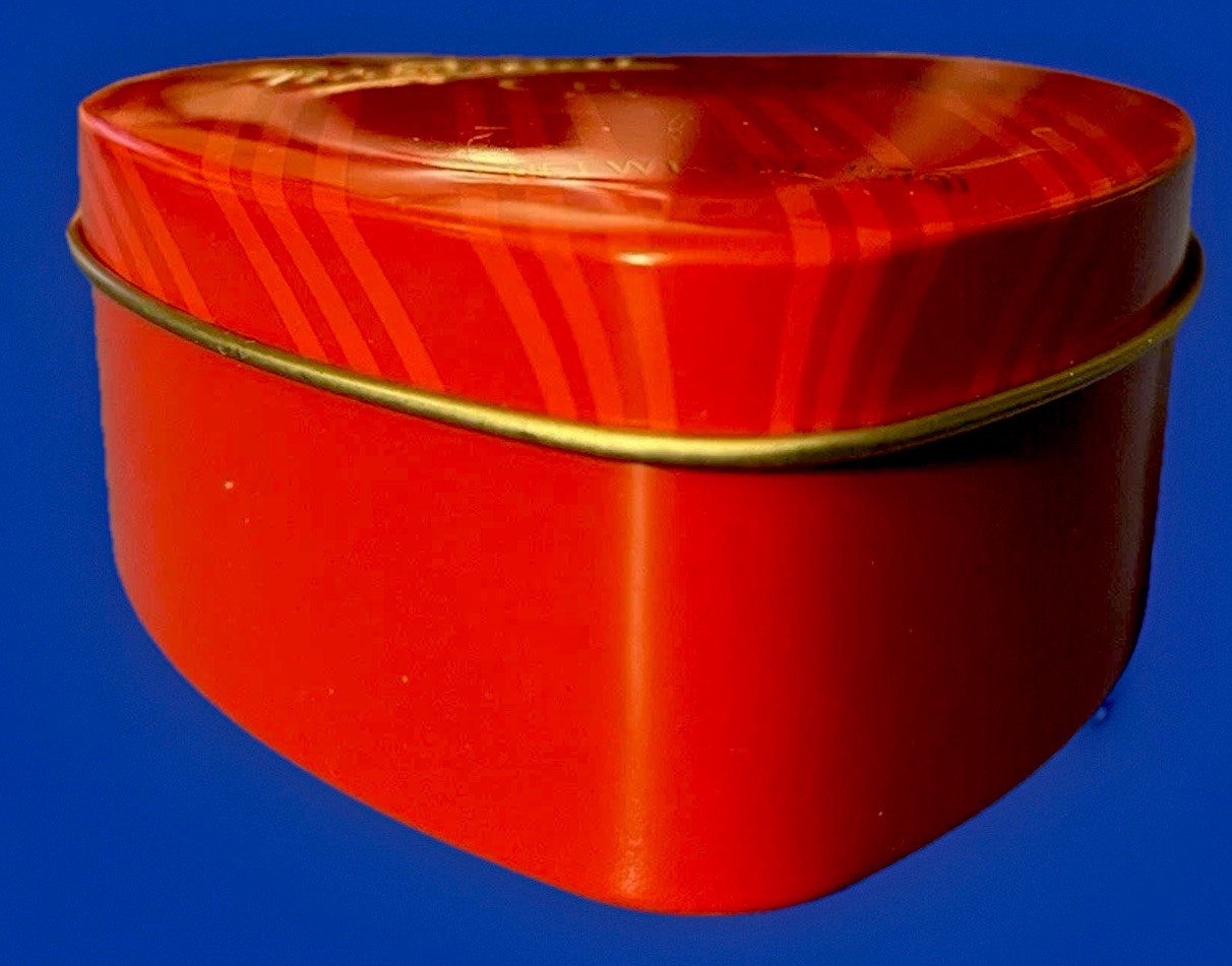 Mrs. Fields EMPTY Gift Tin Red Heart Mini Metal Gift Tin for Regifting Or Crafts