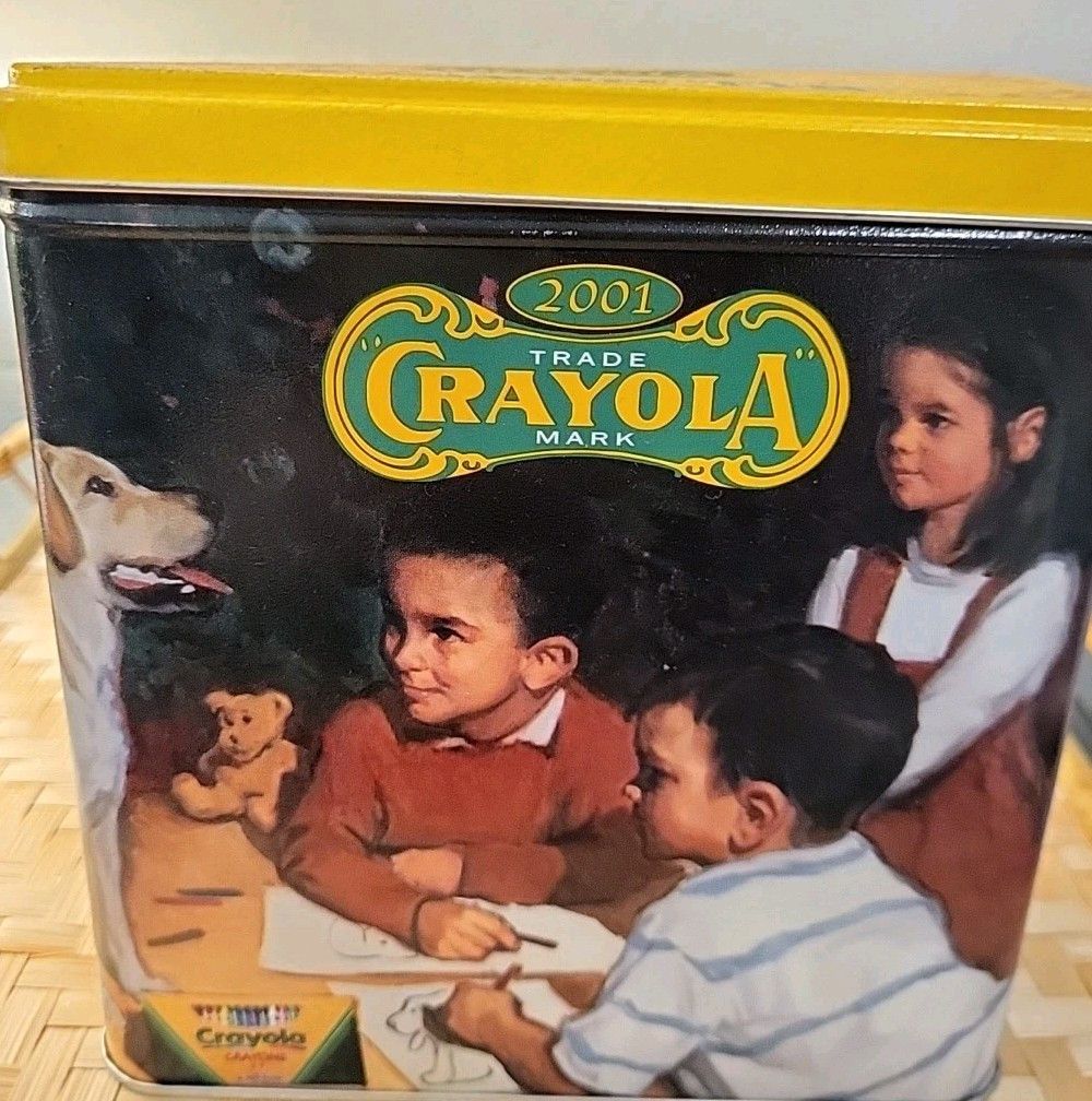 CRAYOLA CRAYONS Advertisement Tin from Hallmark 2001/w64 Crayons New