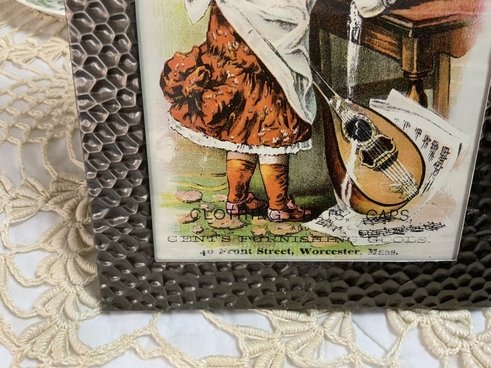 Vintage Antique Framed Victorian Trade Card, Late 1800’s, Young Girl With Chair
