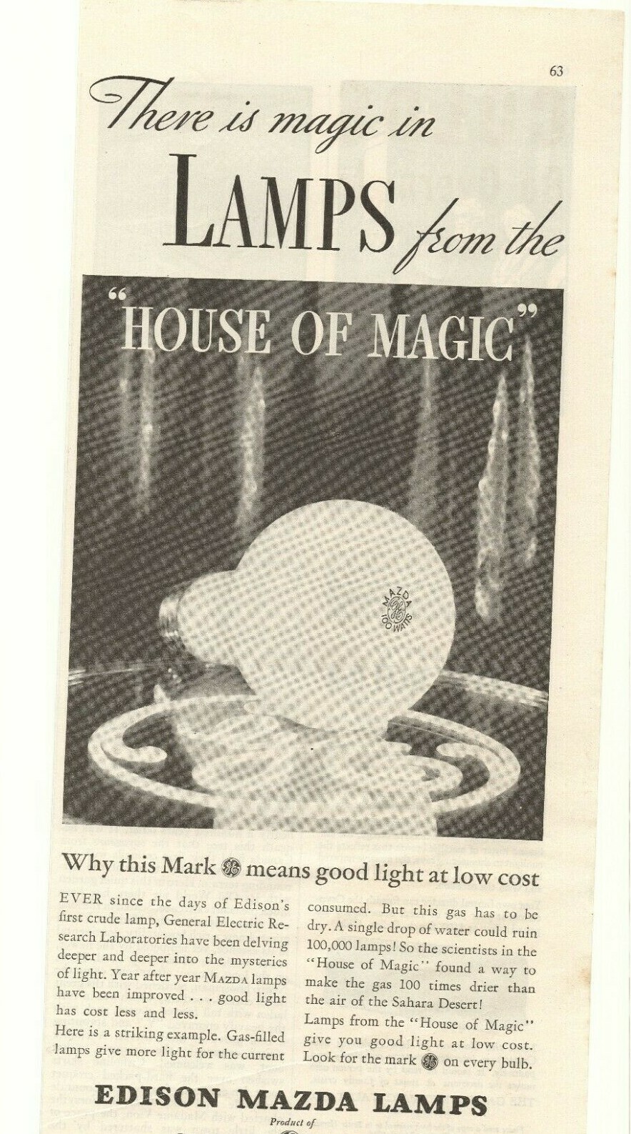 1934 Edison Mazda Lamps Advertisement General Electric