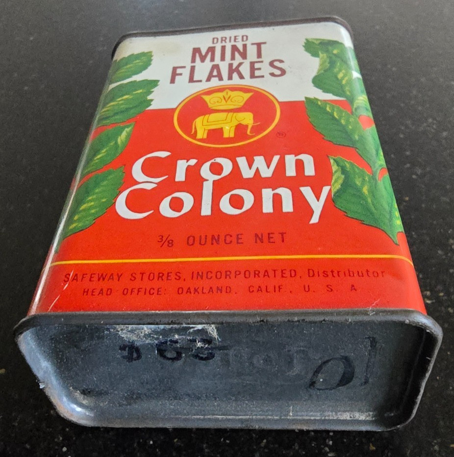 VTG Crown Colony Dried Mint Flakes Tin, Safeway
