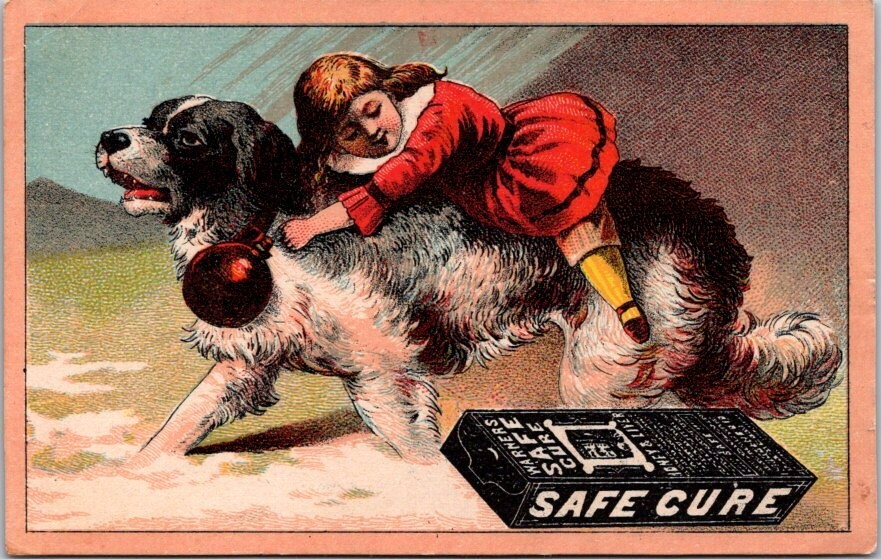 Warners Safe Cure Girl Riding on St Bernard Dog Kidney Liver JPV5
