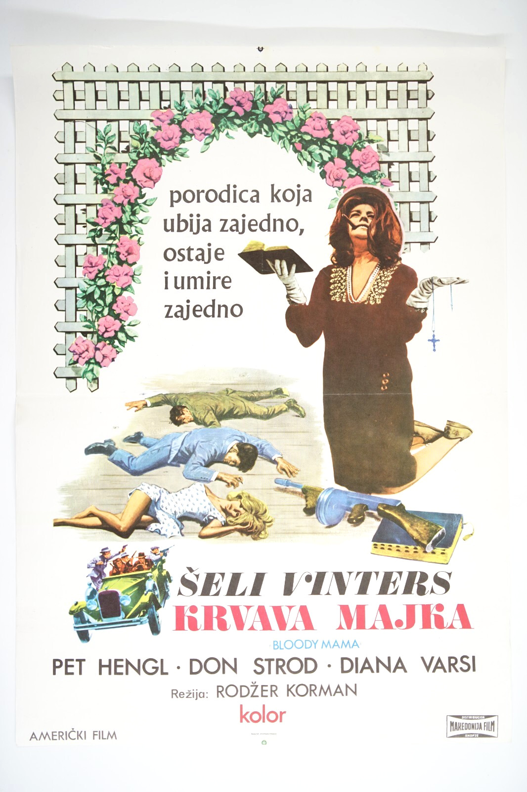 BLOODY MAMA Orig. YU movie poster 1970 SHELLEY WINTERS, PAT HINGLE, ROGER CORMAN