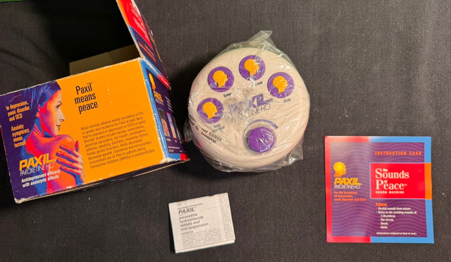 PAXIL Logo White Noise Sound Machine Pharmaceutical Advertising 4 Sounds NIB