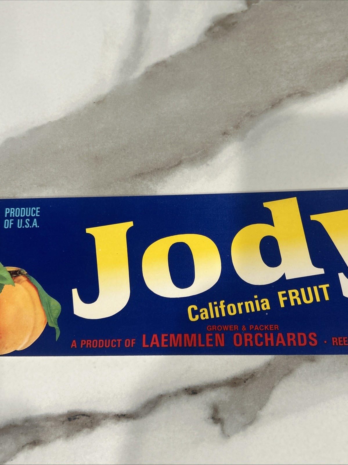 Jody Fruit Crate Label Reedley CA 93654 Laemmlen Orchards Central Valley CA