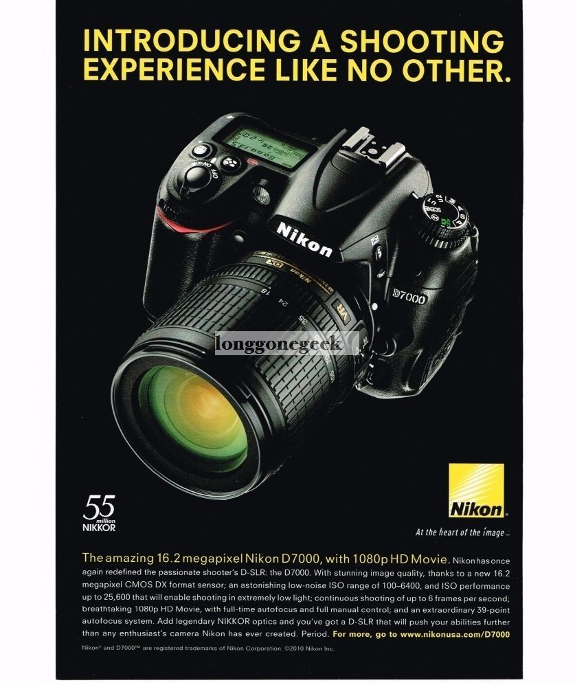 2010 NIKON D7000 DSLR 35mm Camera Vintage Ad
