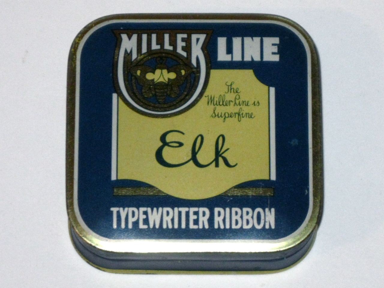 Vintage 1930s MILLER Line ELK Typewriter RIBBON Advertising TIN! Underwood Black