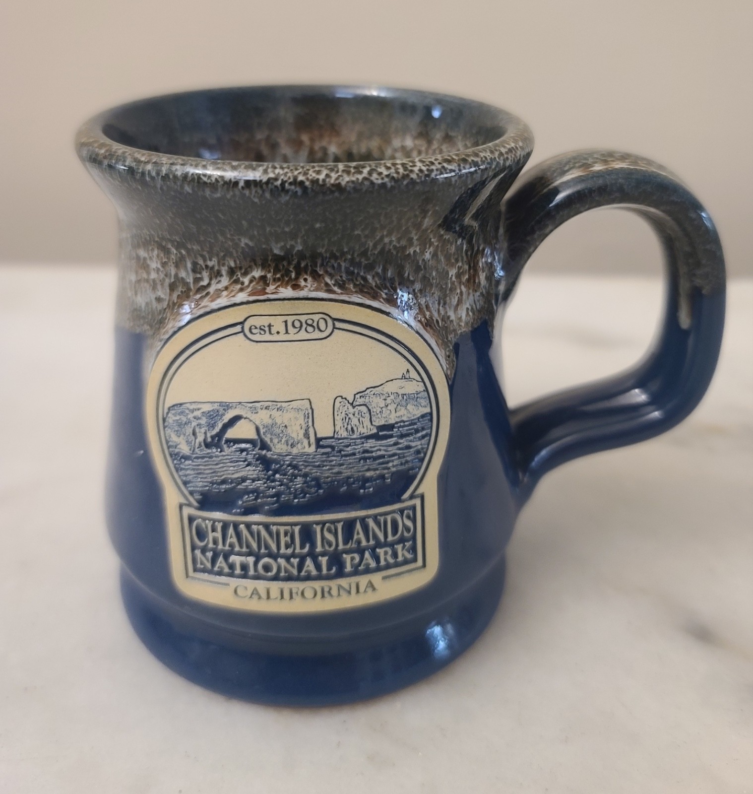 DENEEN POTTERY COFFEE Cup MUG Channel Islands National Park CALIFORNIA Blue