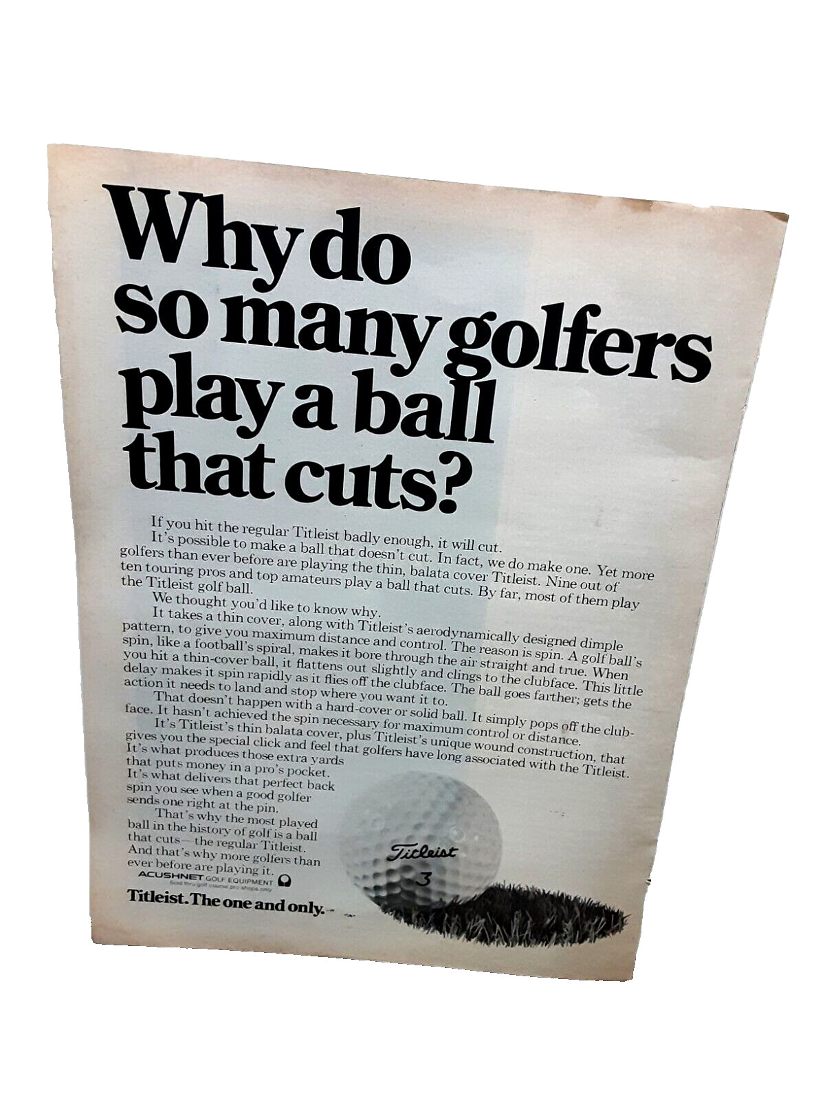 1974 Titleist Golf Balls Original Print Ad Vintage