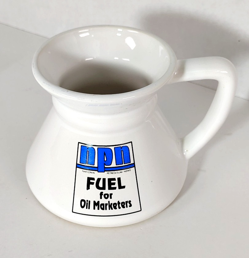 No Spill Coffee Mug / Cup Oil and Gas Advertising Promo Vintage Made in USA