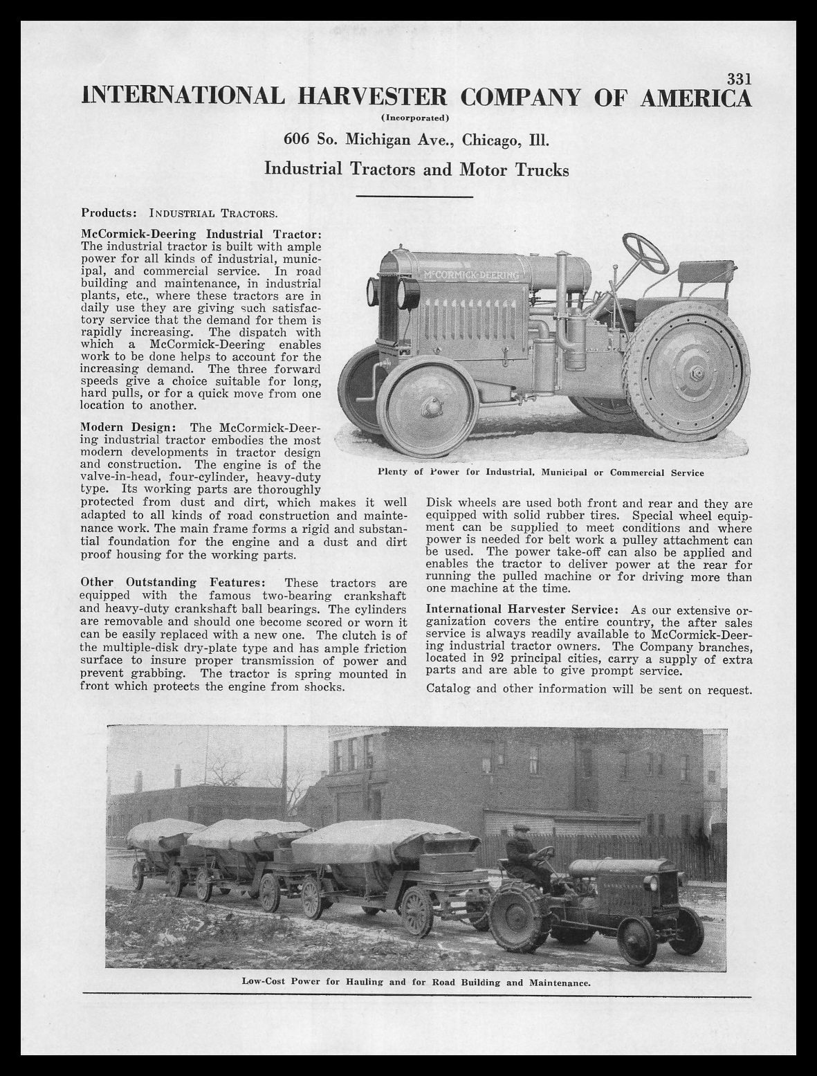 1926 International Harvester Chicago Photos McCormick Deering Tractors Print Ad