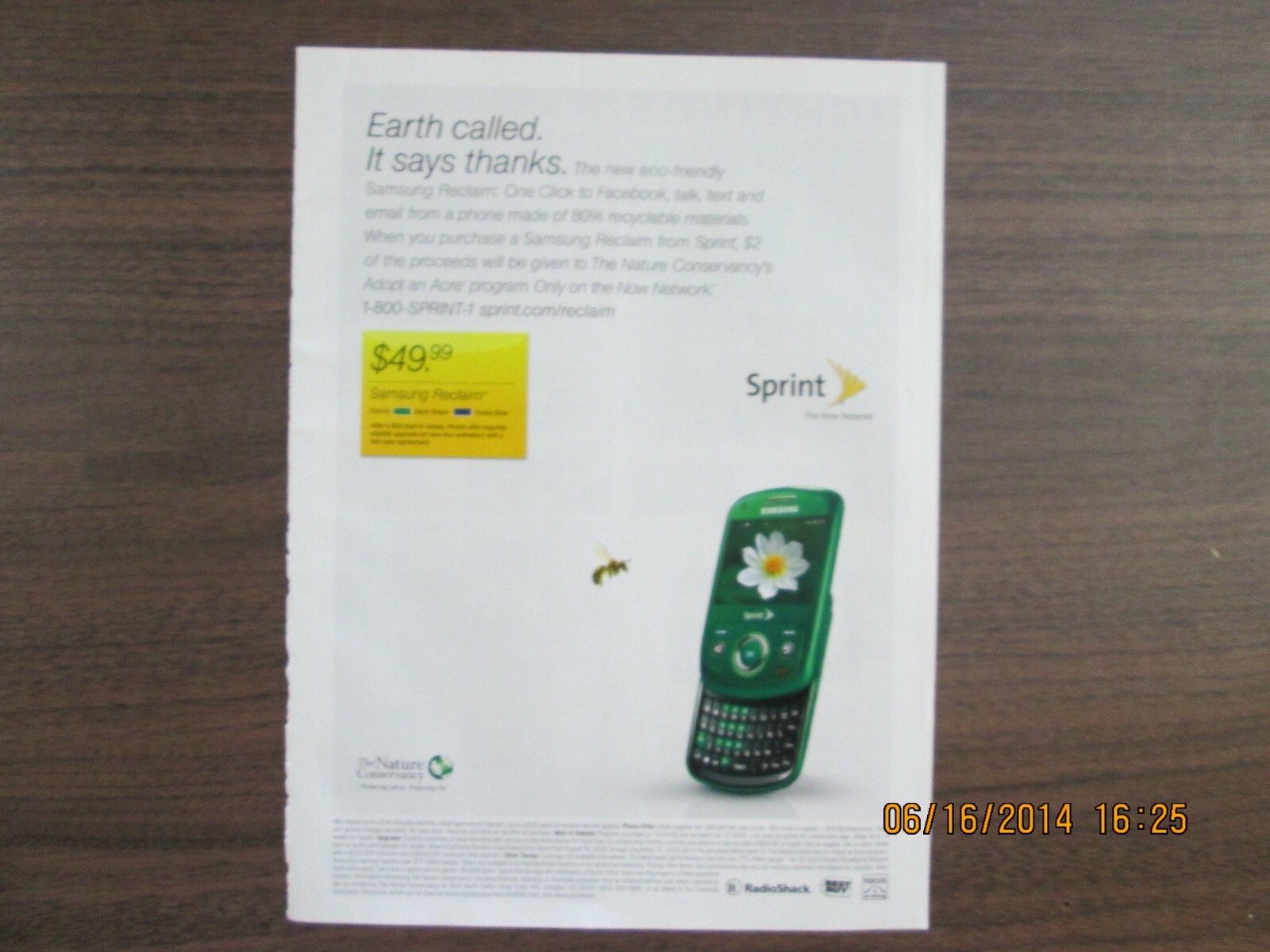 2009 Samsung Reclaim One Click Full Page Color Magazine AD Sprint