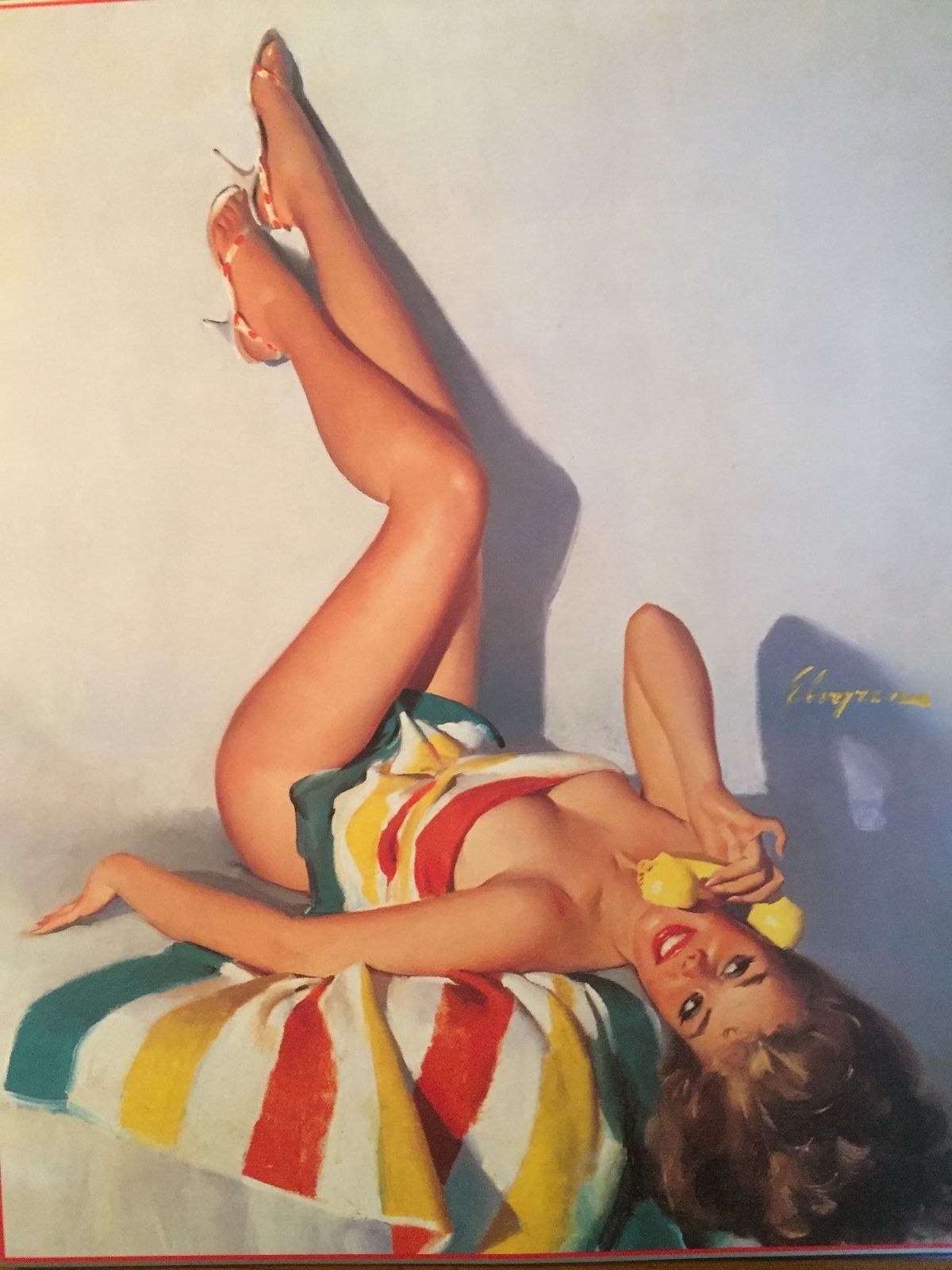 Elvgren PINUP Girl Calendar 8 1/2″ x 11″ Art print – “Brunette on Telephone”