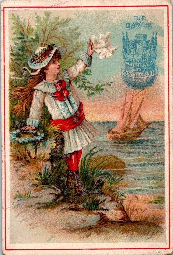 Vintage Antique Trade Card Davis Sewing Machines Best On Earth Ashland Ave