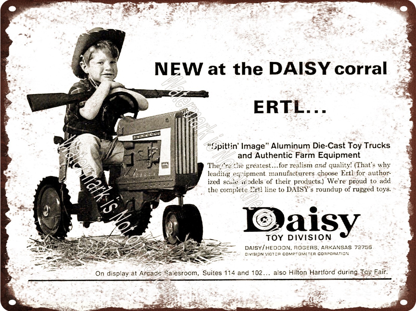 1968 Daisy Air Rifle BB Gun Ertl Farmall Pedal Car Tractor Metal Sign 9×12″ A289