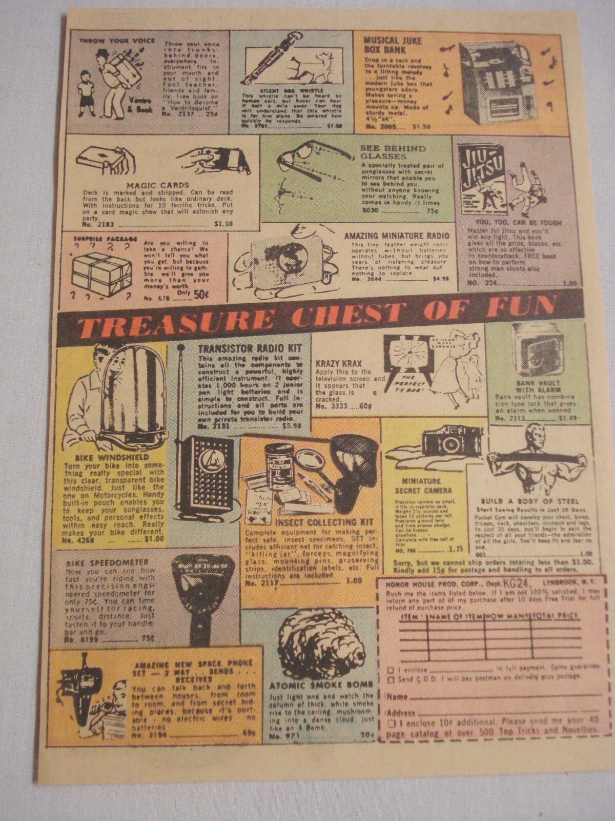 1964 Ad Treasure Chest of Fun Honor House, Lynbrook, N.Y.