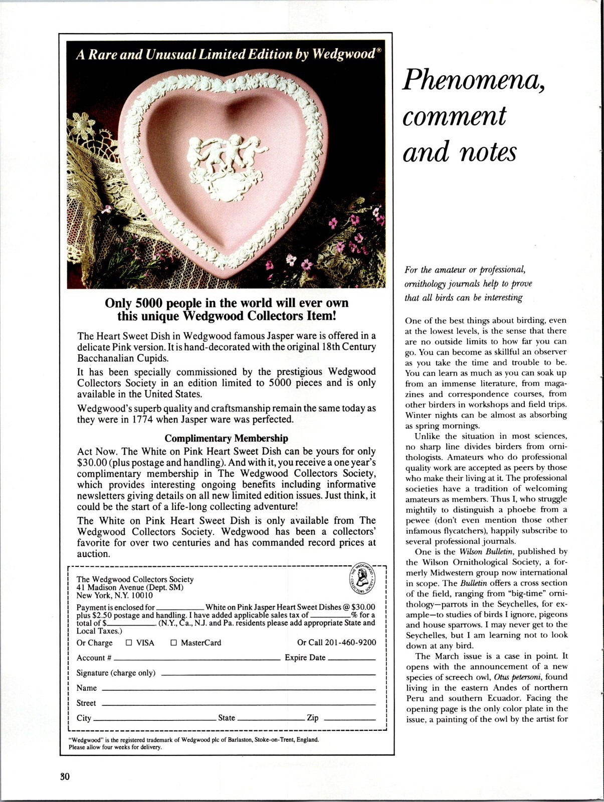 Wedgwood Collectors Society Heart Sweet Dish Jasper ware Original VTG Print Ad