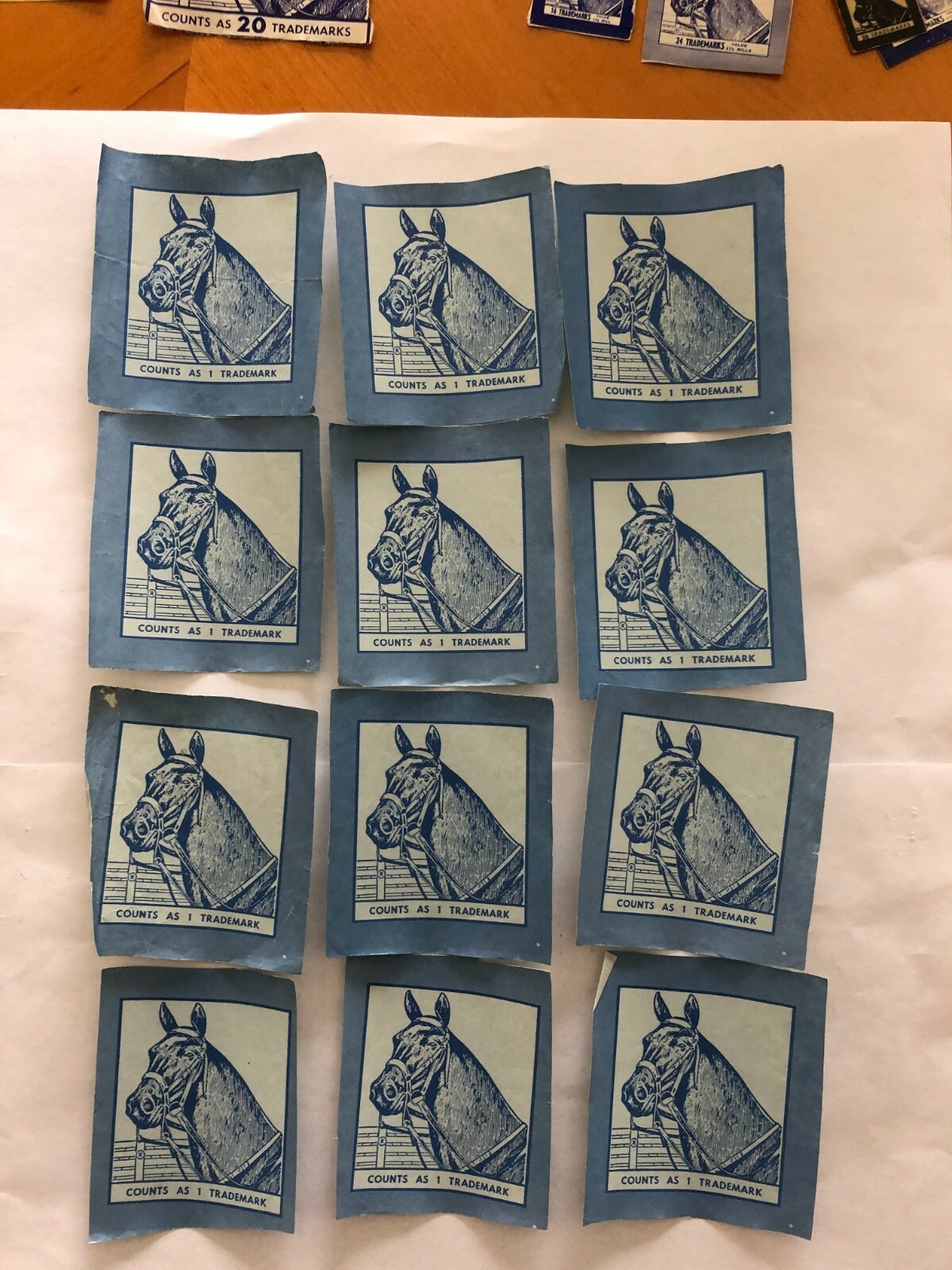 Vintage Montag Inc. Blue Horse Trademarks 169 Total; 15 Diff Amounts; Diff Sizes