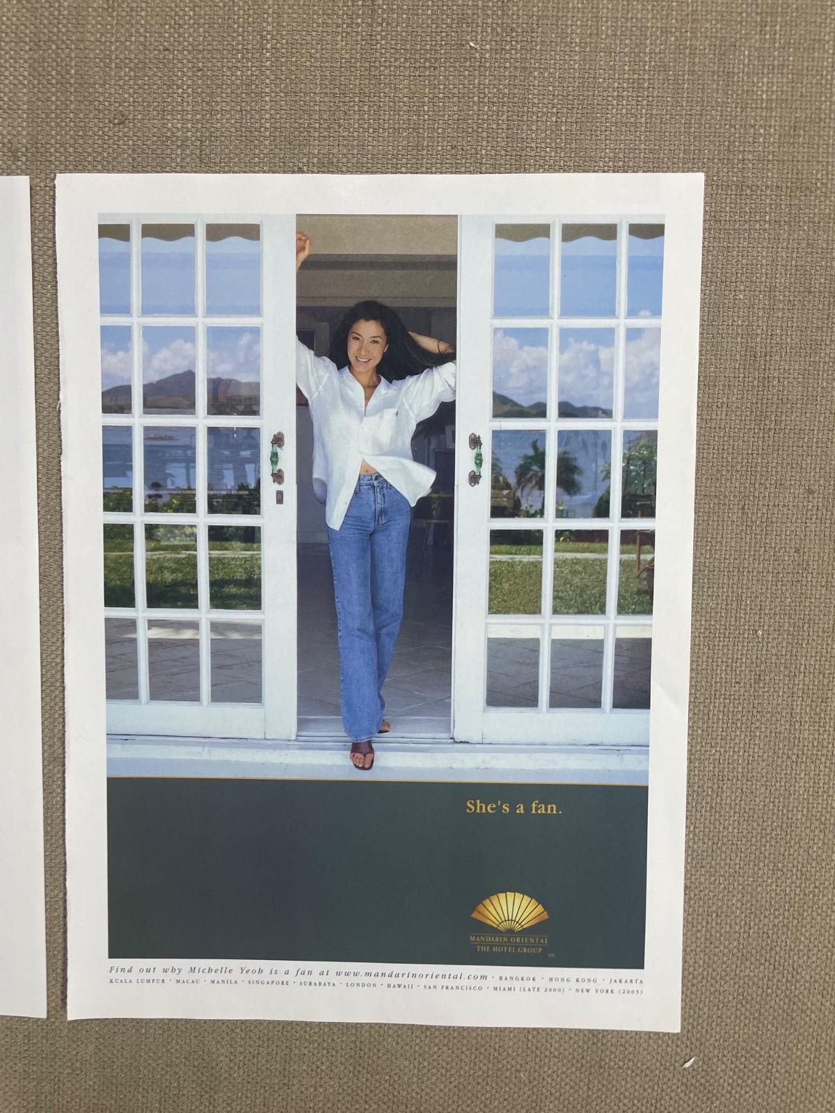 Mandarin Oriental Hotel Michelle Yeoh She’s a fan Magazine Ad pair 2008