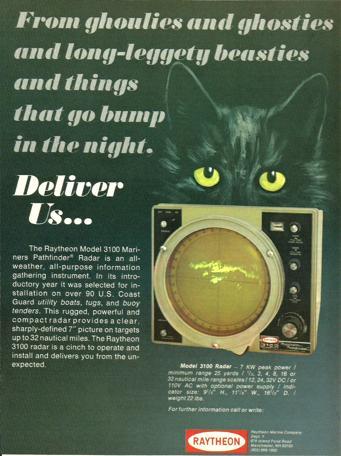 1976 Raytheon 3100 Marine Pathfinder Boat Radar vintage Print AD Advertisement
