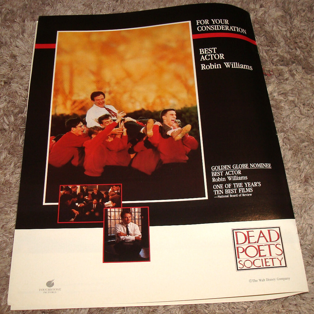 DEAD POETS SOCIETY 1992 Oscar ad Robin Williams & WAR OF THE ROSES & HENRY V