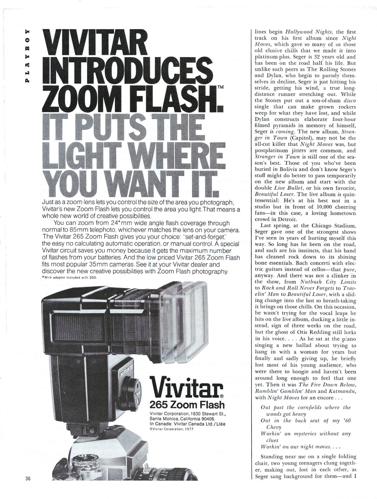 Vintage Print Ad Vivitar 265 Zoom Flash Puts The Light Where You Want It – 1978