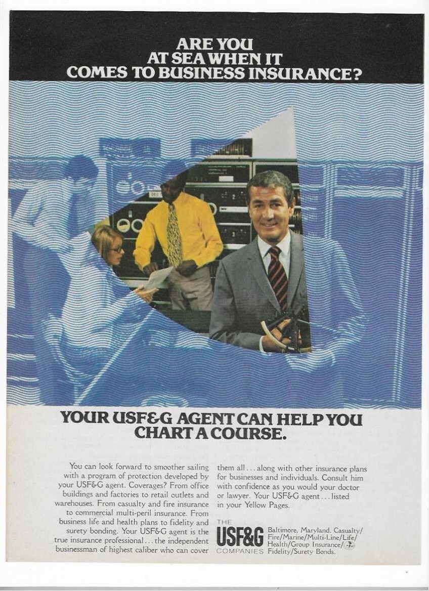 USF&G Insurance Companies Baltimore & Fort Howard Paper 1973 Vintage Print Ads
