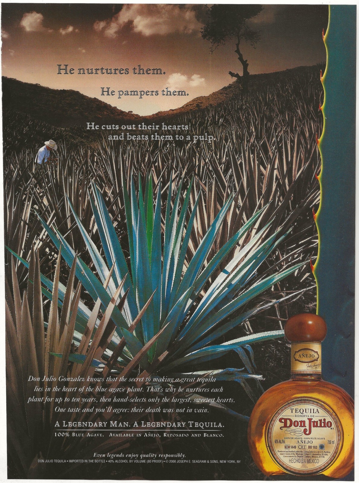 Vintage Print Ad Don Julio Tequila – He Nurtures Them He Pampers Them Sept 2001