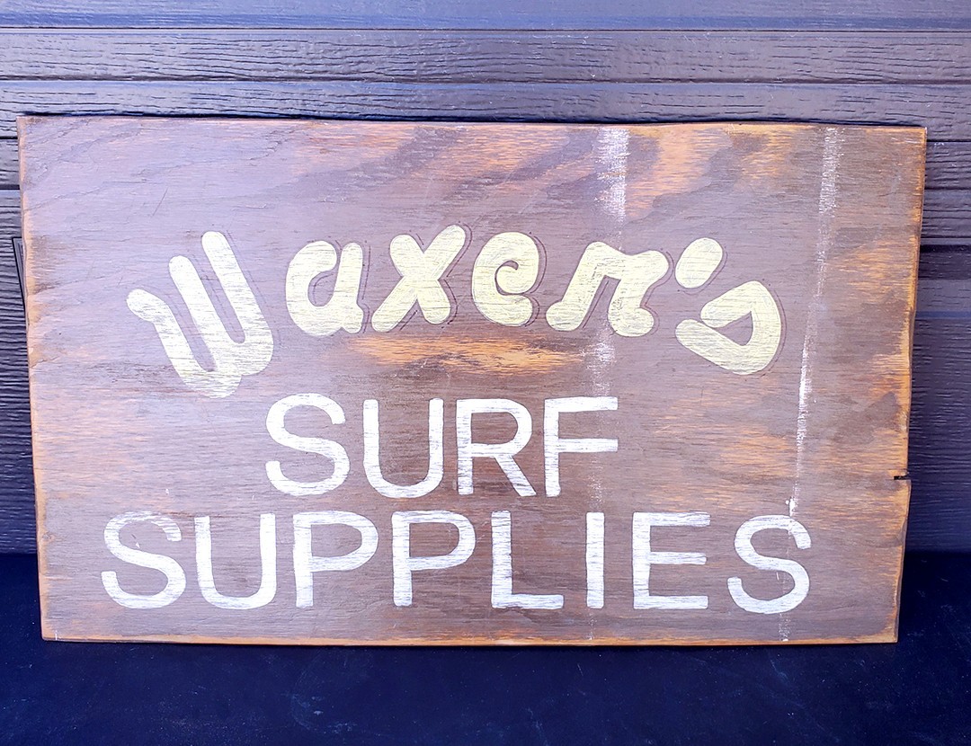 Original Hand Painted Waxers Surf Supplies Wood Sign Beach Surfing Advertising