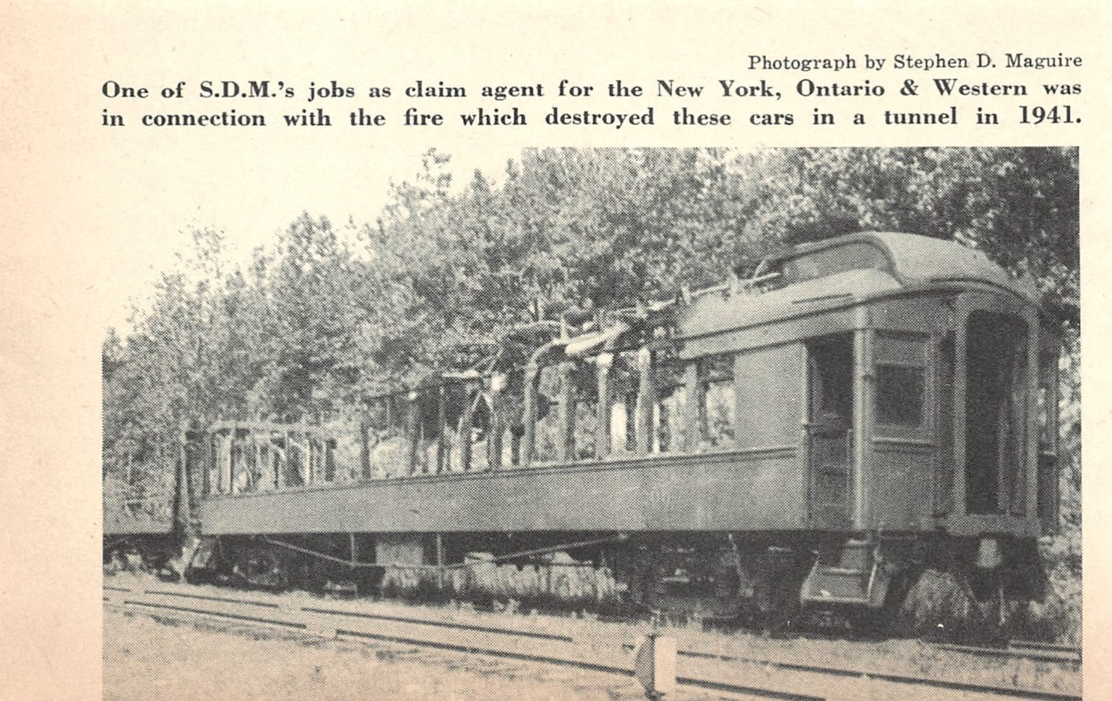 Train Tunnel Fire NYO&W Stephen D.Maguire Claim Agent 5.25 x 3.4 Vtg Mag Excerpt