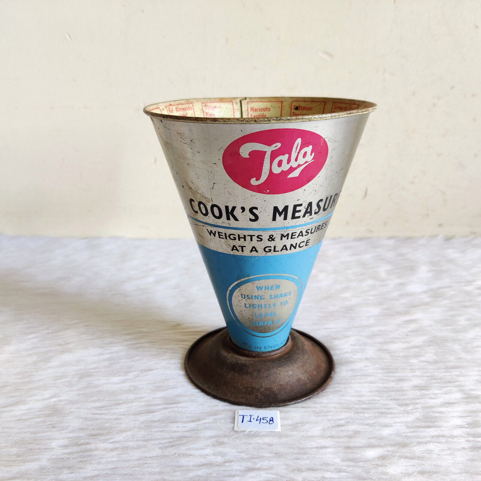 1950s Vintage TALA Cook’s Measure Tin Dry Measure Kitchen Collectible Rare TI458